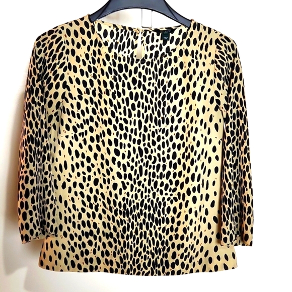 J. Crew Tops - J. Crew Cheetah Print 3/4 sleeve Top Size-Small NWOT